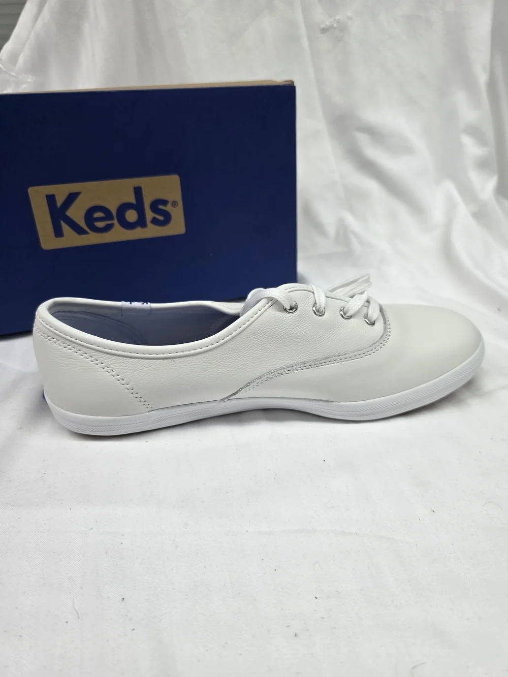Keds White Leather Lace-Up Sneakers - Picture 7 of 9